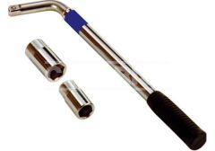 Llave rueda acodada extensible